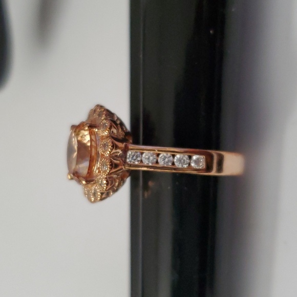 Sterling Silver 925 Rose Gold Morganite Ring - Picture 2 of 6